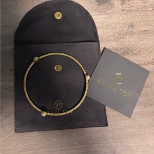 Julie Vos XL pearl bangle bracelet 24k gold plate like new with bag RETIRED RARE